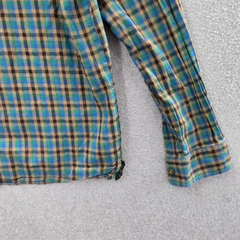 Vans Men‎ Button Up Shirt XL Green Blue Tan Black Plaid Western Work